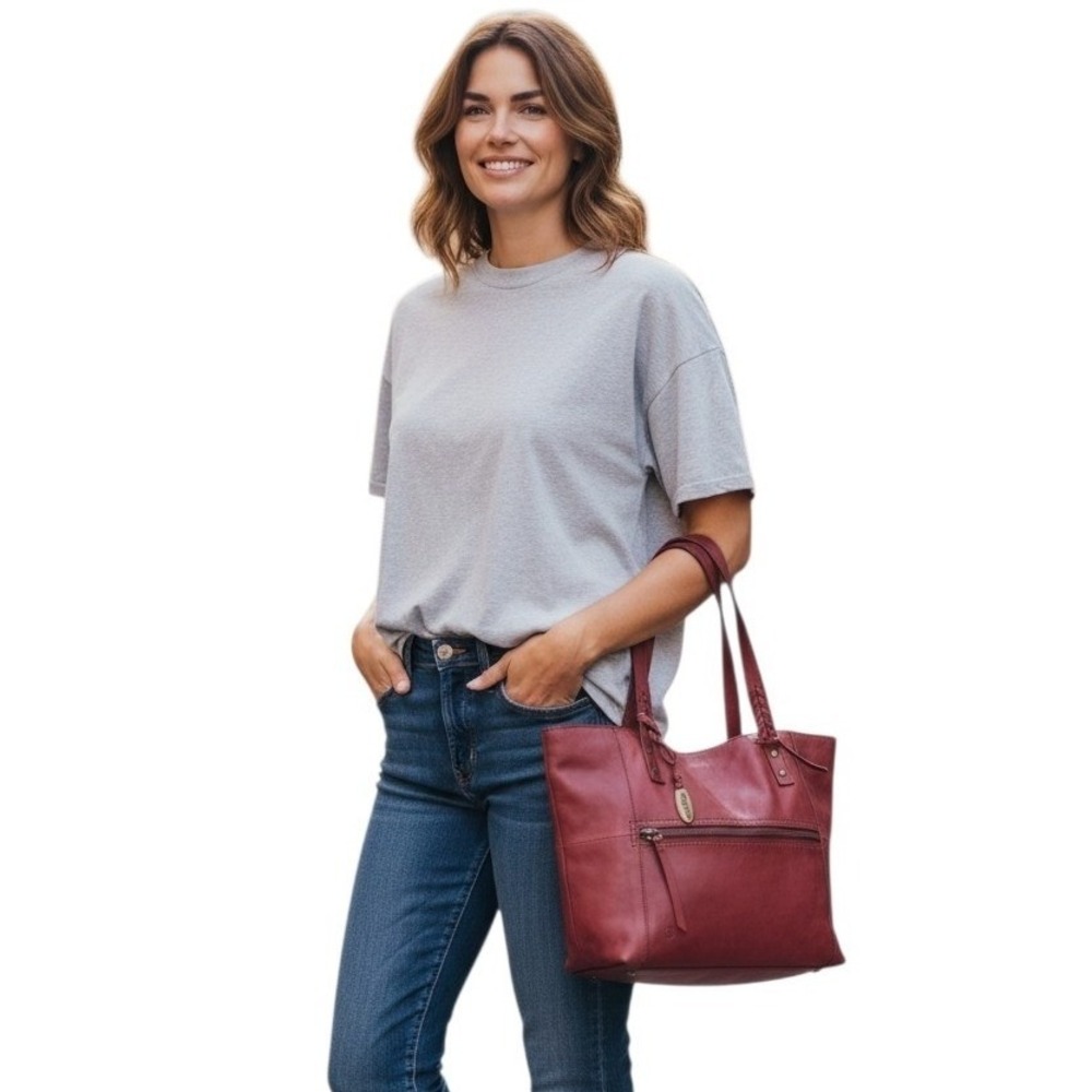Born Genuine Soft Leather Midwood Tote Purse Womens Minimalist Casual Office Bag - Picture 2 of 16